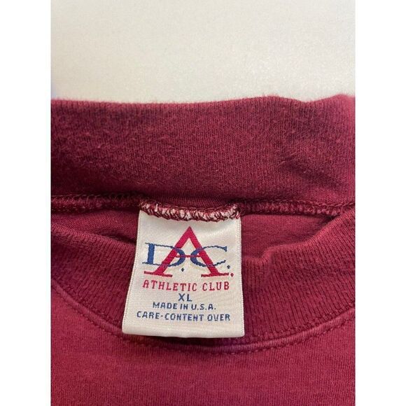 VINTAGE DAC Athletic Club Blank T-shirt Men XL Maroon Red Long Sleeve USA 90s - Picture 3 of 5